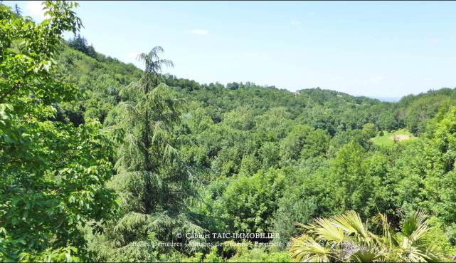 A vendre Secteur Castres. Propriété de 350m2 sur 7 hectares. Piscine, étang, 10 boxes. Vue dominante sur une petite vallée au calme.