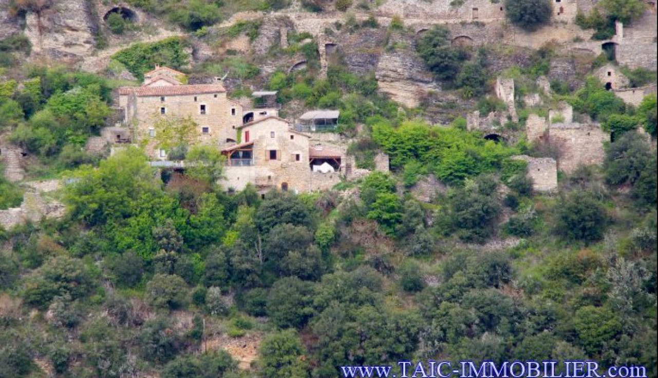 A vendre par Tarn Aveyron Immobilier Caractere, secteur Millau, aveyron,Hameau à vocation touristique composé de 4 maisons idéalement situé au pied d'un château médiéval surplombant les Gorges du Tarn.
